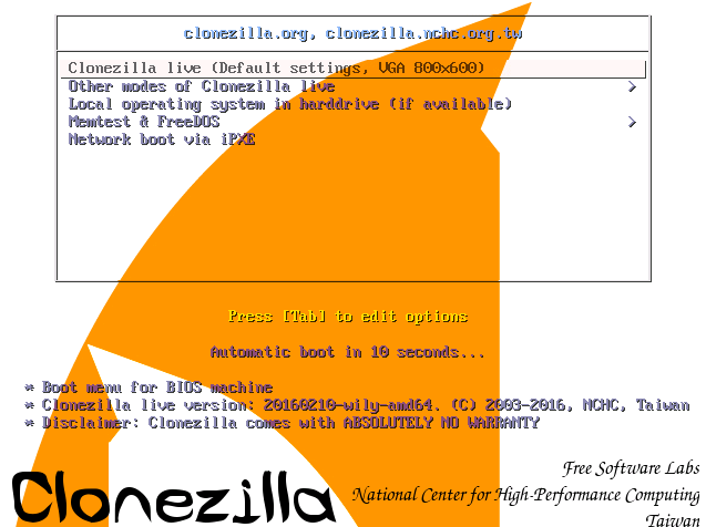 step 1 clonezilla Source